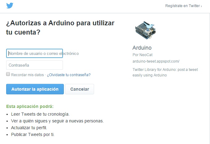 Arduino Twitter Token Leantec
